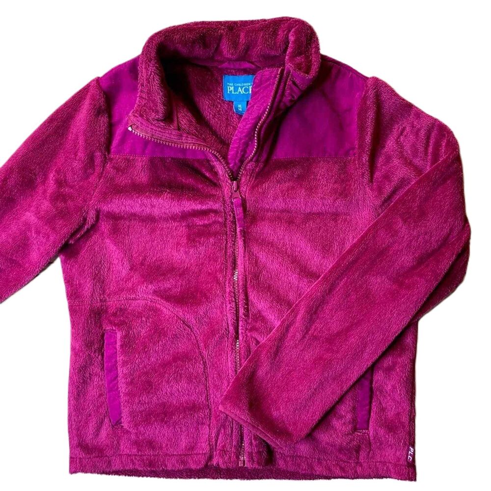 Children’s Place dark pink fuzzy fleece jacket 14
